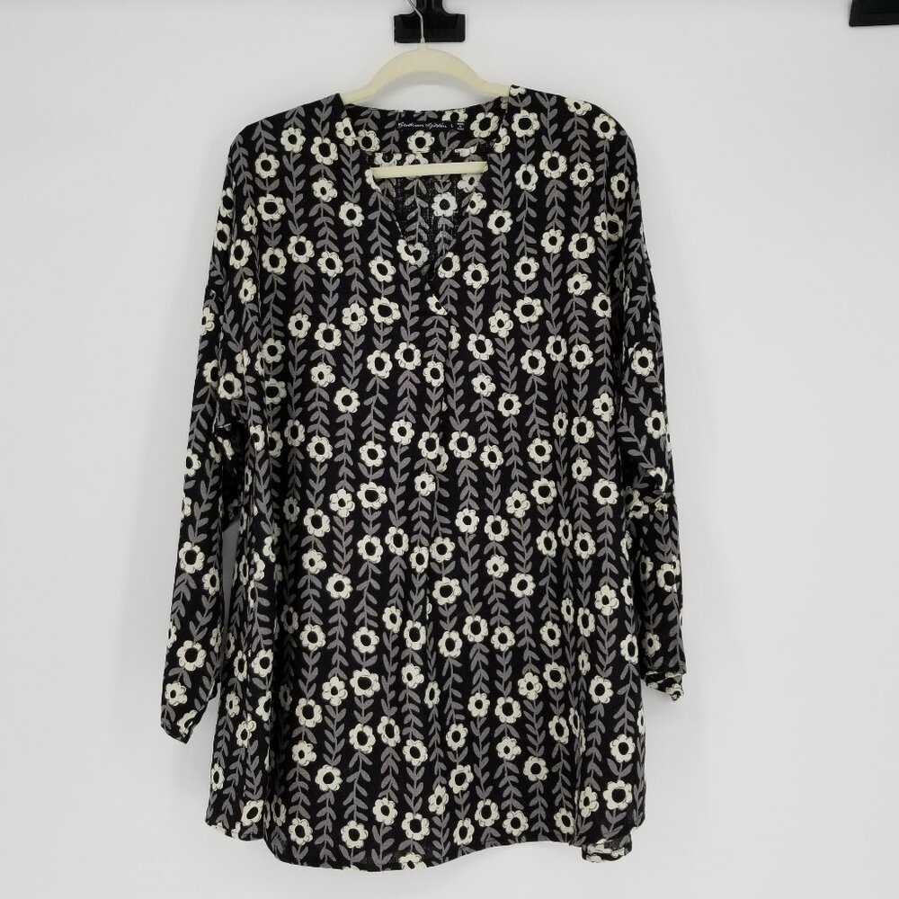 Gudrun Sjoden Linen Shirt - Oversized L, Scandi, Abstract Modern Floral